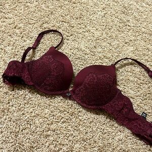 Maroon Blackheart Push Up Bra